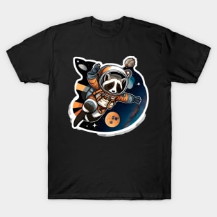 Ronald the Raccoon but he's playing football with a moon Sticker T-Shirt